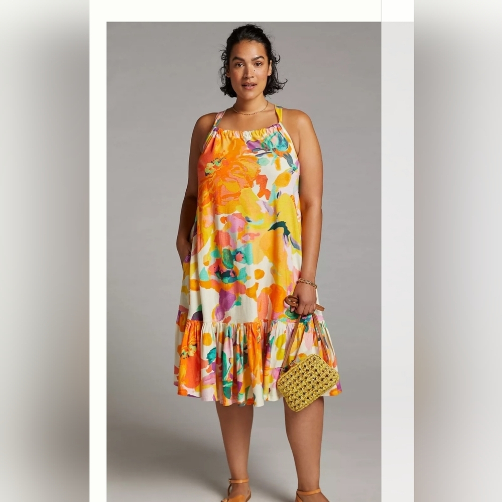 Daily Practice by Anthropologie Frida Cross Back Midi Dress Floral Size L